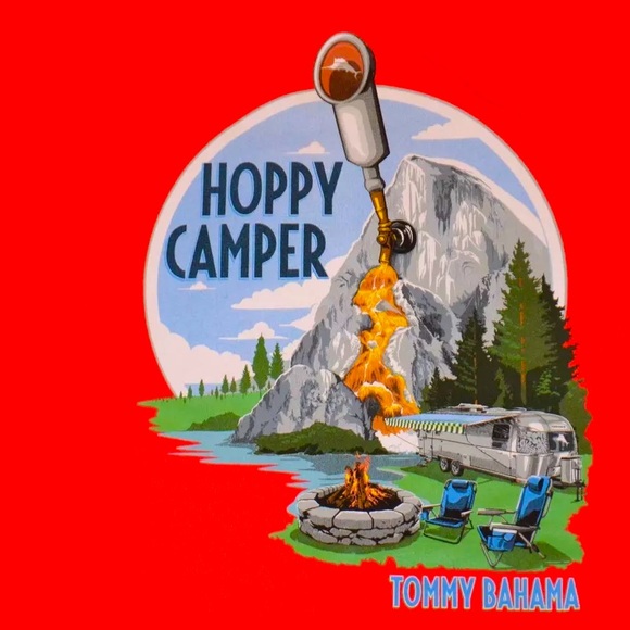 Tommy Bahama "Hoppy Camper" T-Shirt Men's Size: Small Color: Zanzibar Red - Picture 1 of 5